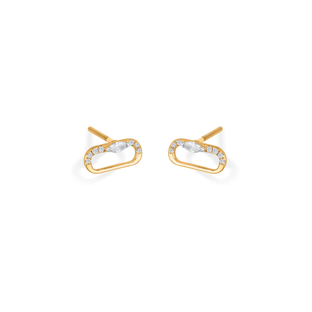 Ovalith Spark Gold Stud Diamond Earring - Image 4