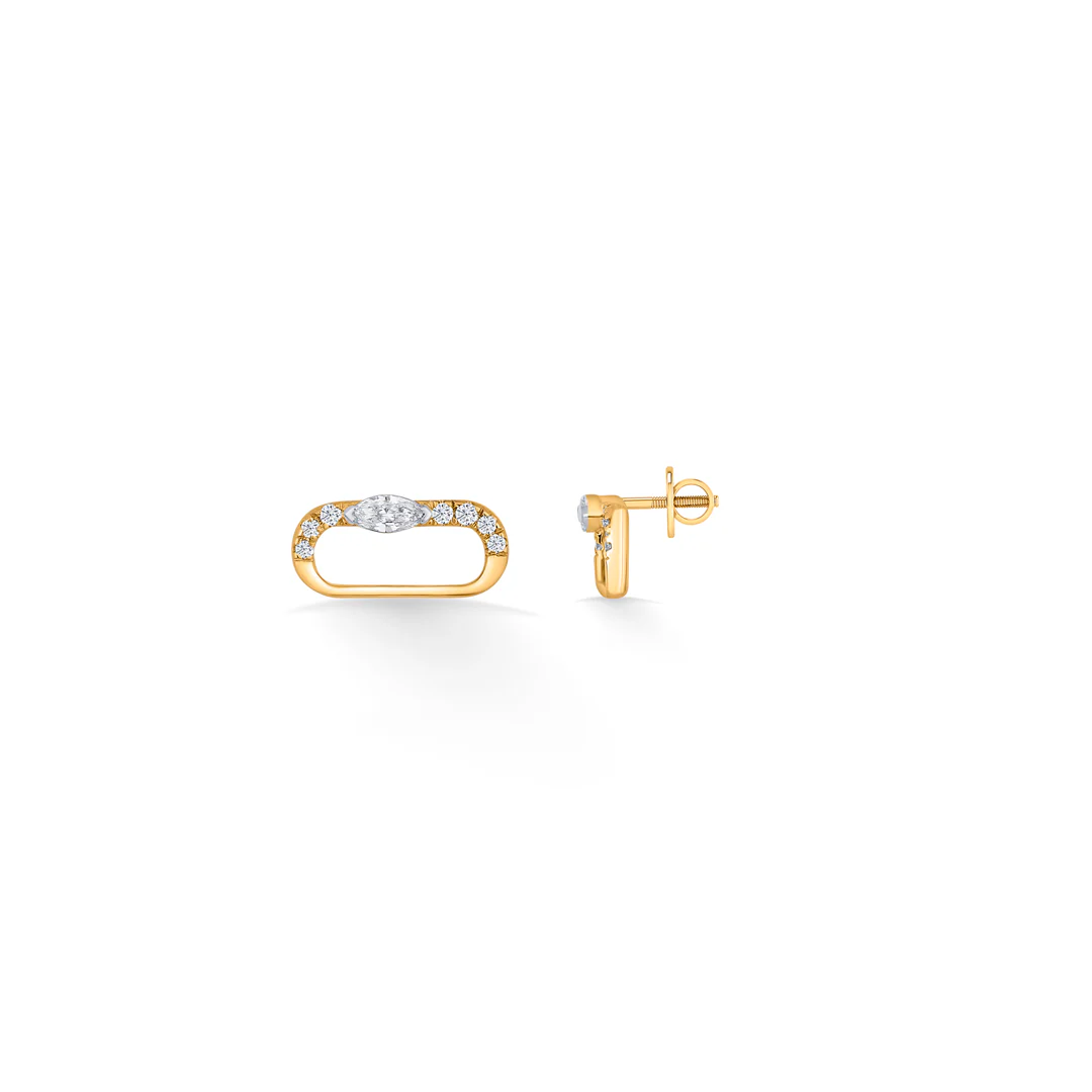 Ovalith Spark Gold Stud Diamond Earring - Image 5