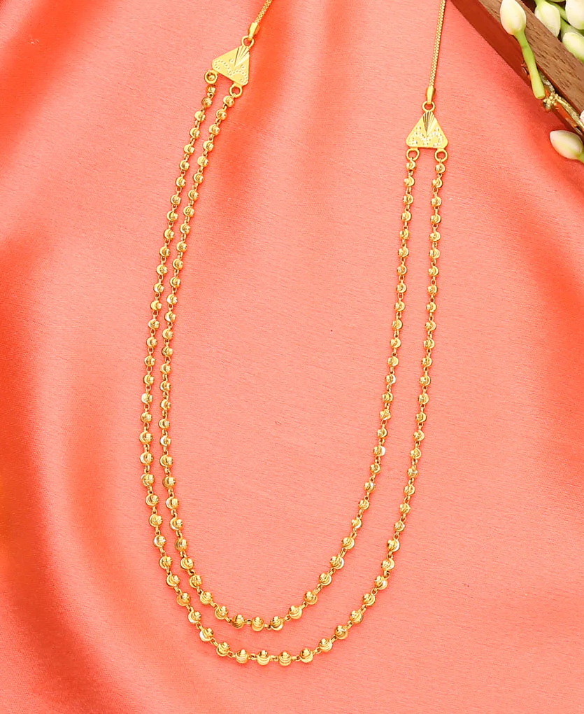 Padma Vertical Maal Yellow Gold Necklace For Women