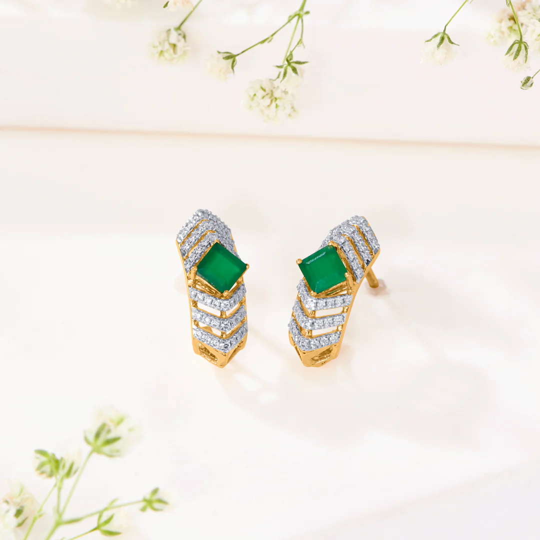 Peridot Gold & Diamond Hoops & Huggies Earring For Women