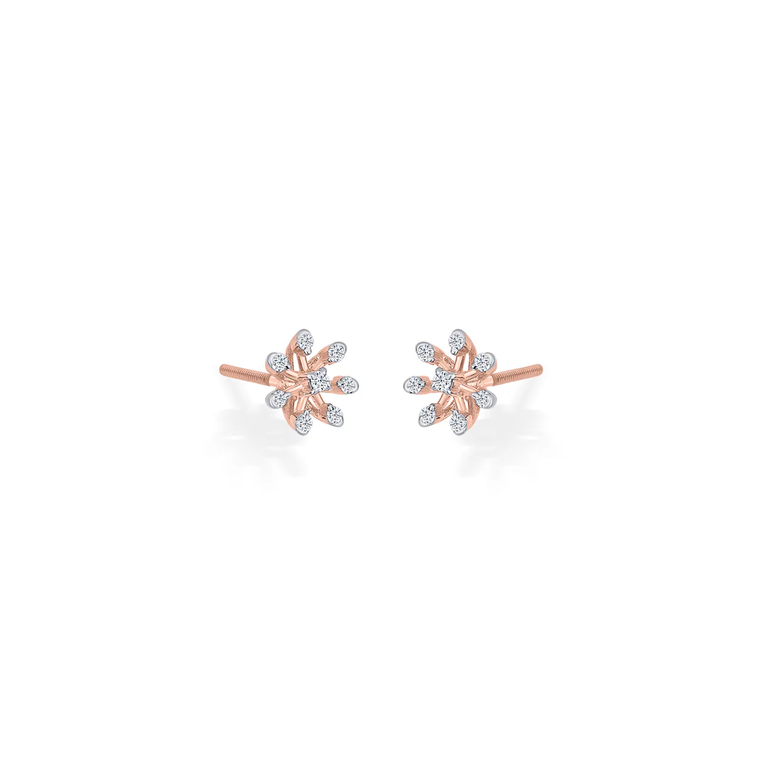 Petite Flora Gold & Diamond Stud Earring For Women - Image 4