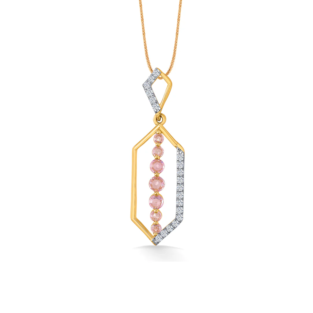 Pink Vector Gold & Diamond Classic Pendant - Image 2