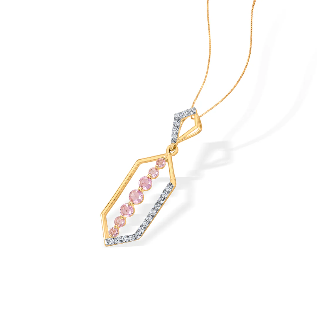 Pink Vector Gold & Diamond Classic Pendant - Image 4