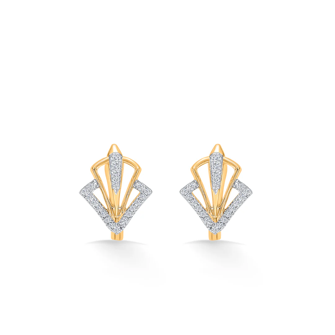 Prism Edge Gold Hoops & Huggies Earring For Women