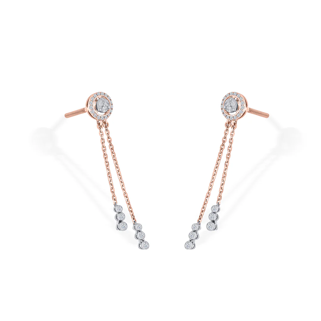 Radiance Ribbons Gold Stud Diamond Earring for Women - Image 4
