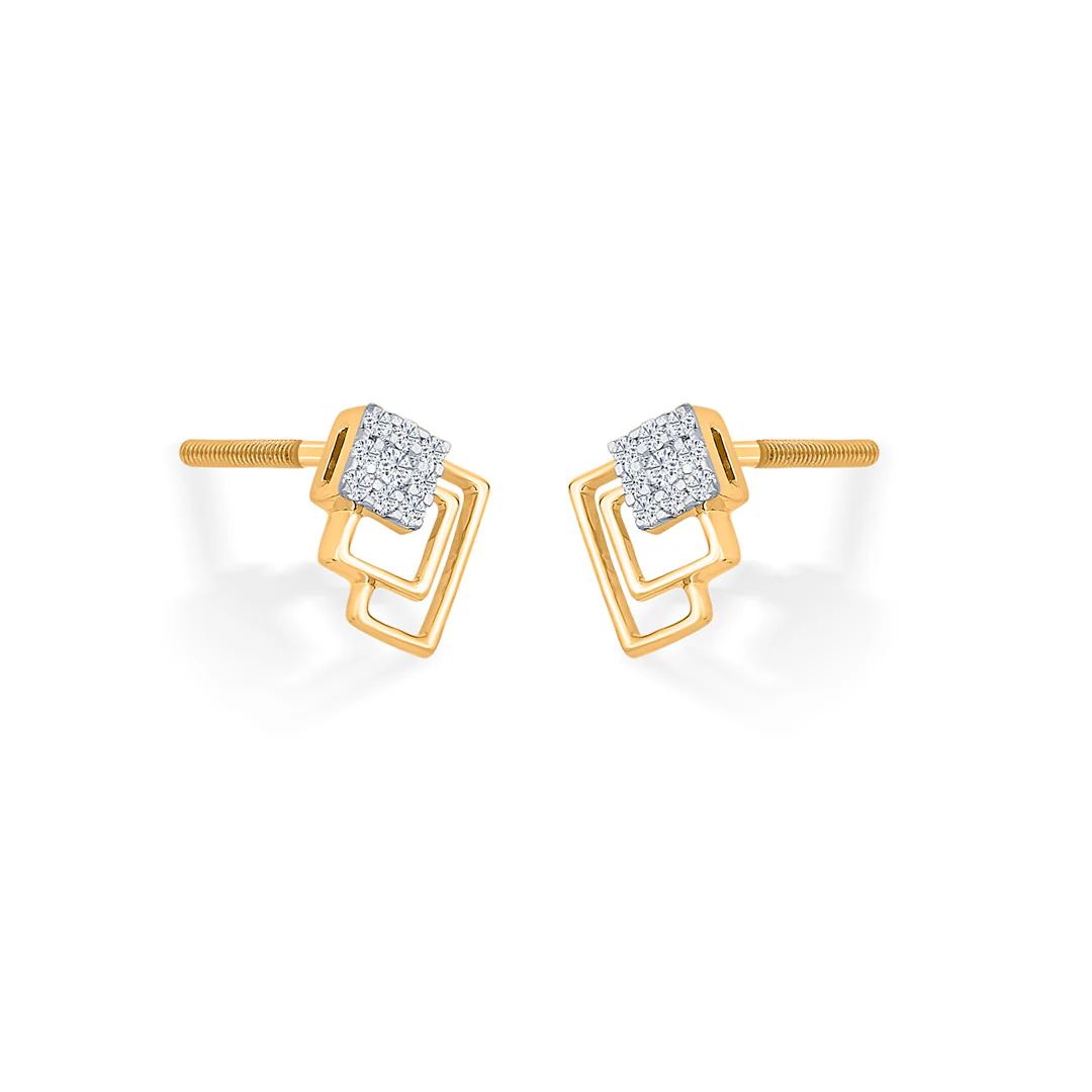 Radiant Layers Gold Stud Diamond Earring for Women - Image 4