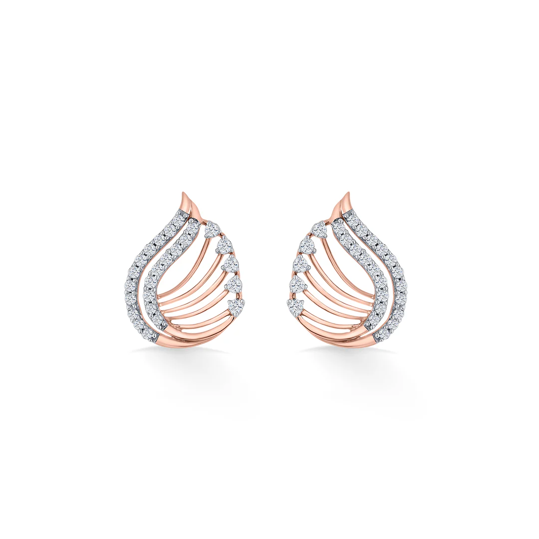 Radiant Petiole Rose Gold Stud Diamond Earring For Women - Image 3