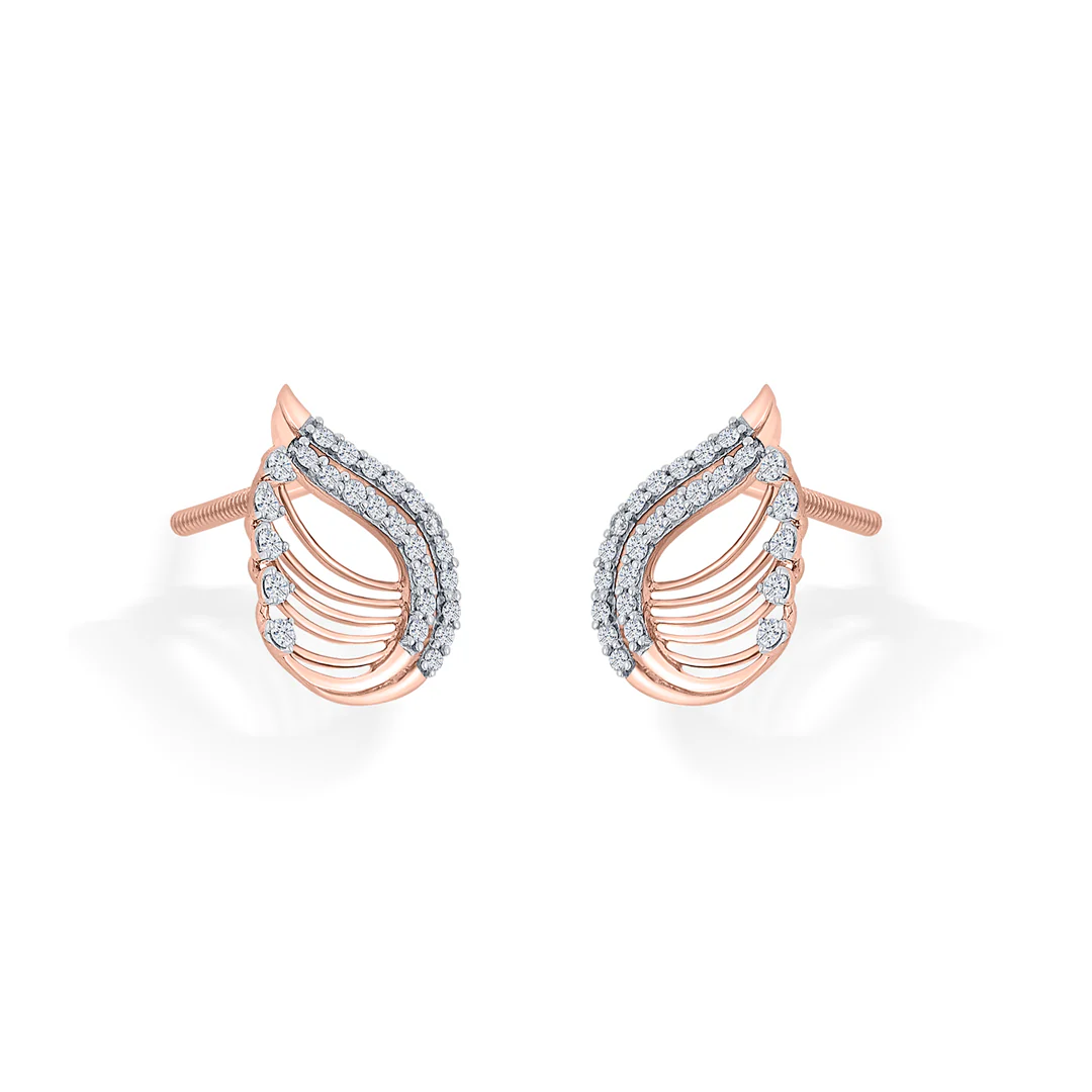 Radiant Petiole Rose Gold Stud Diamond Earring For Women - Image 4
