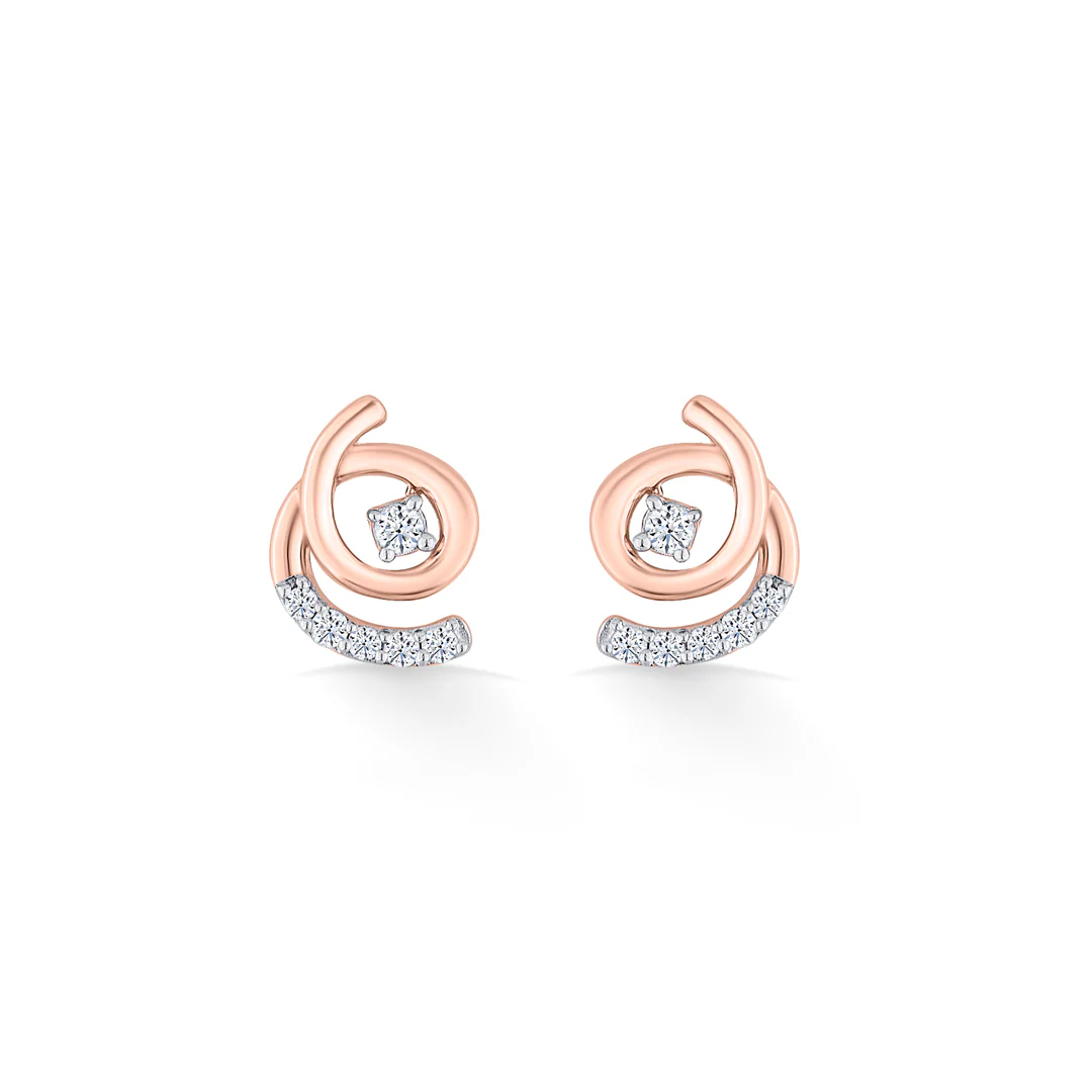 Radiant Whirl Rose Gold Stud Diamond Earring For Women - Image 3