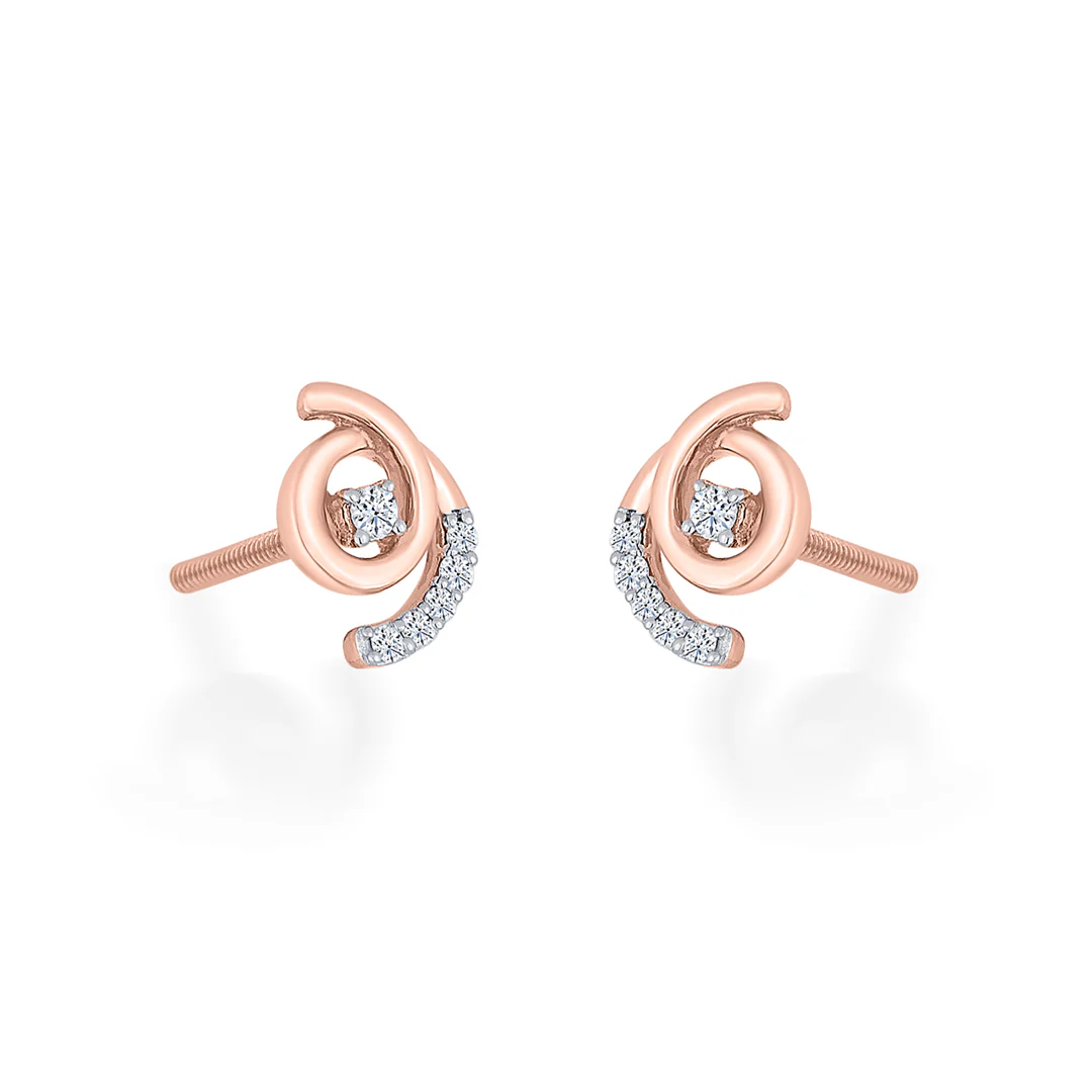 Radiant Whirl Rose Gold Stud Diamond Earring For Women - Image 4