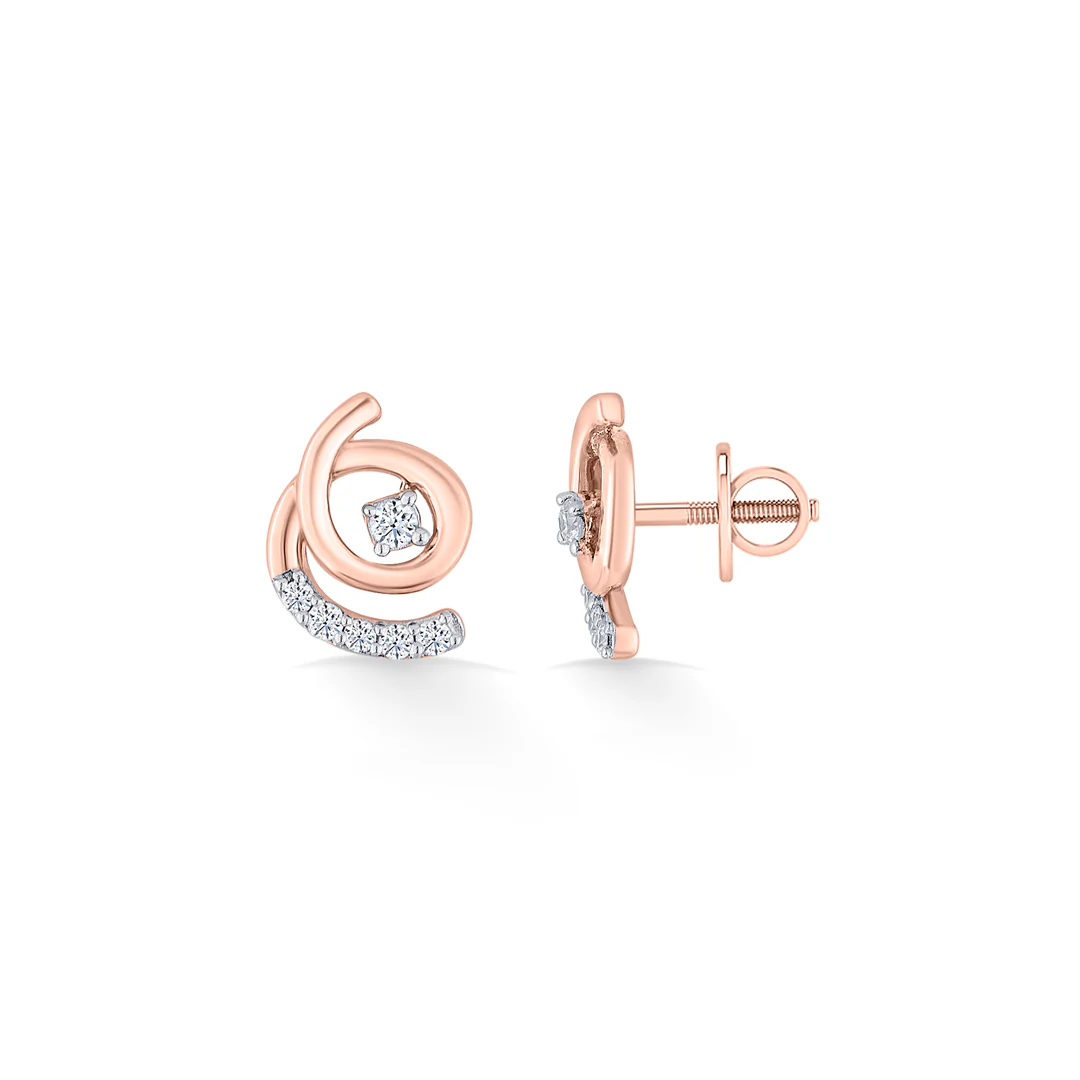 Radiant Whirl Rose Gold Stud Diamond Earring For Women - Image 5