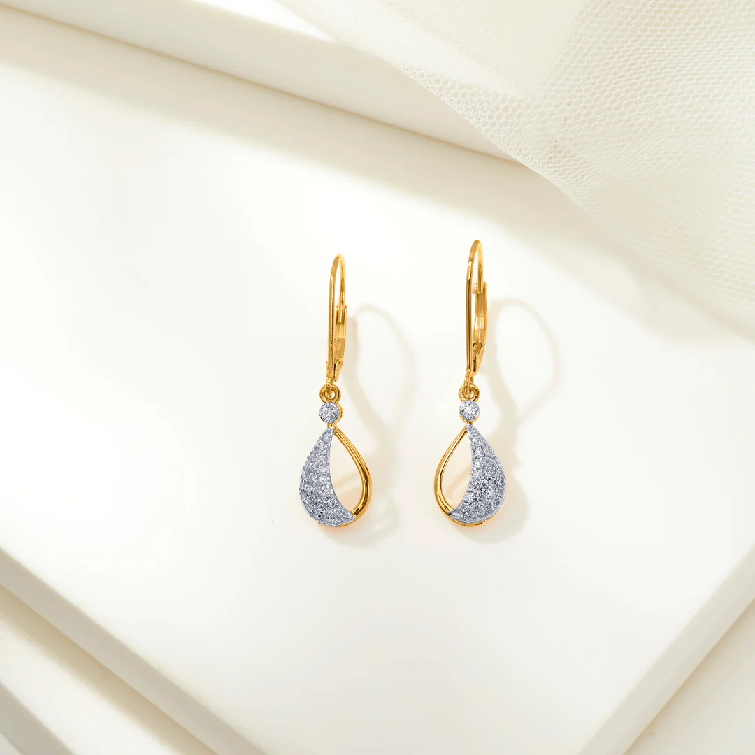 Raindrop Radiance Gold & Diamond Hoops & Huggies Earring - Image 2