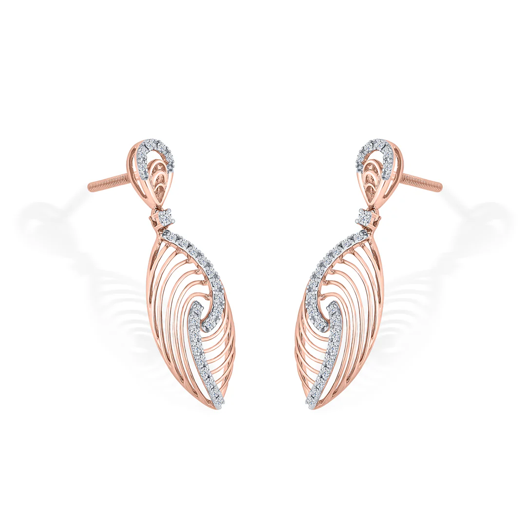 Serapha Twirl Gold Stud Diamond Earring - Image 4