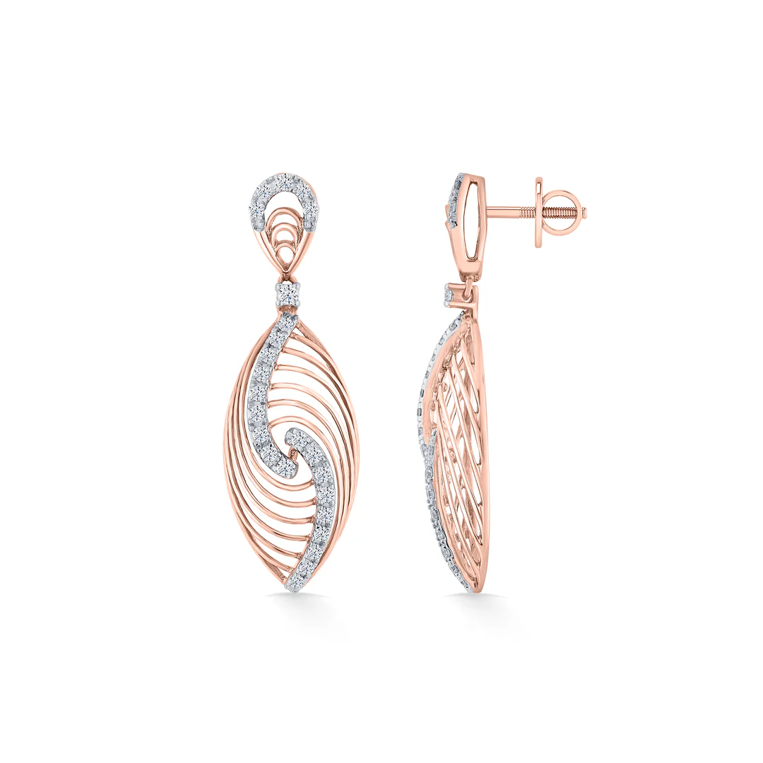 Serapha Twirl Gold Stud Diamond Earring - Image 5