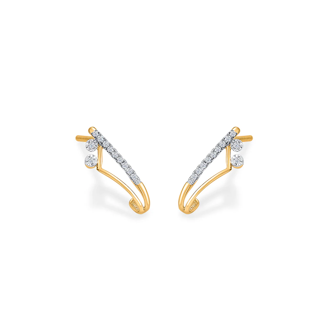 Serene Sweep Gold & Diamond Hoops & Huggies Earring - Image 3