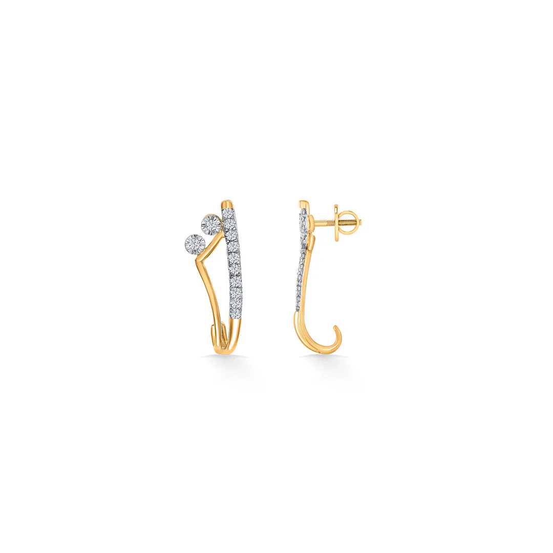 Serene Sweep Gold & Diamond Hoops & Huggies Earring - Image 4