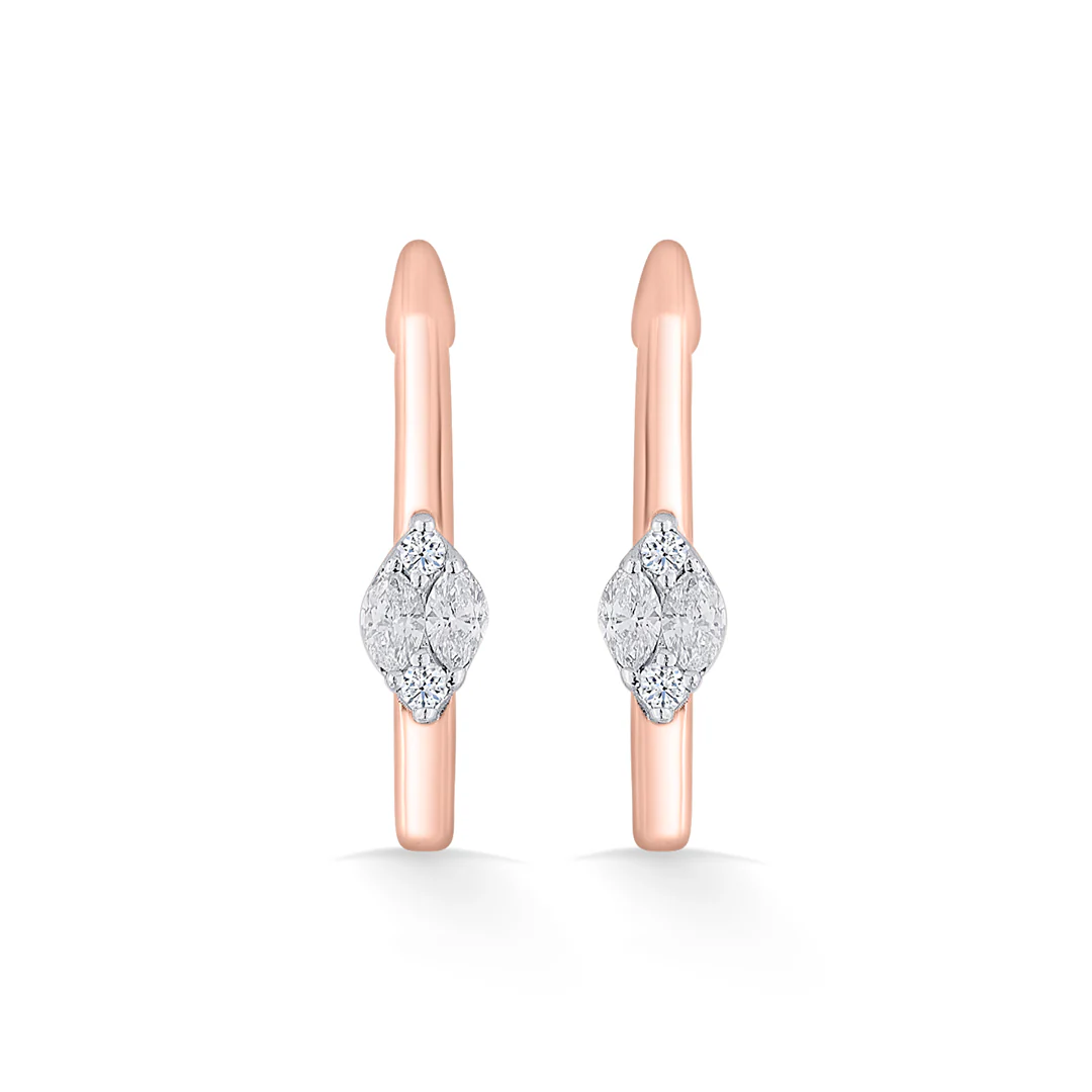 Serene Swirl Gold Stud Diamond Earring for Women - Image 3