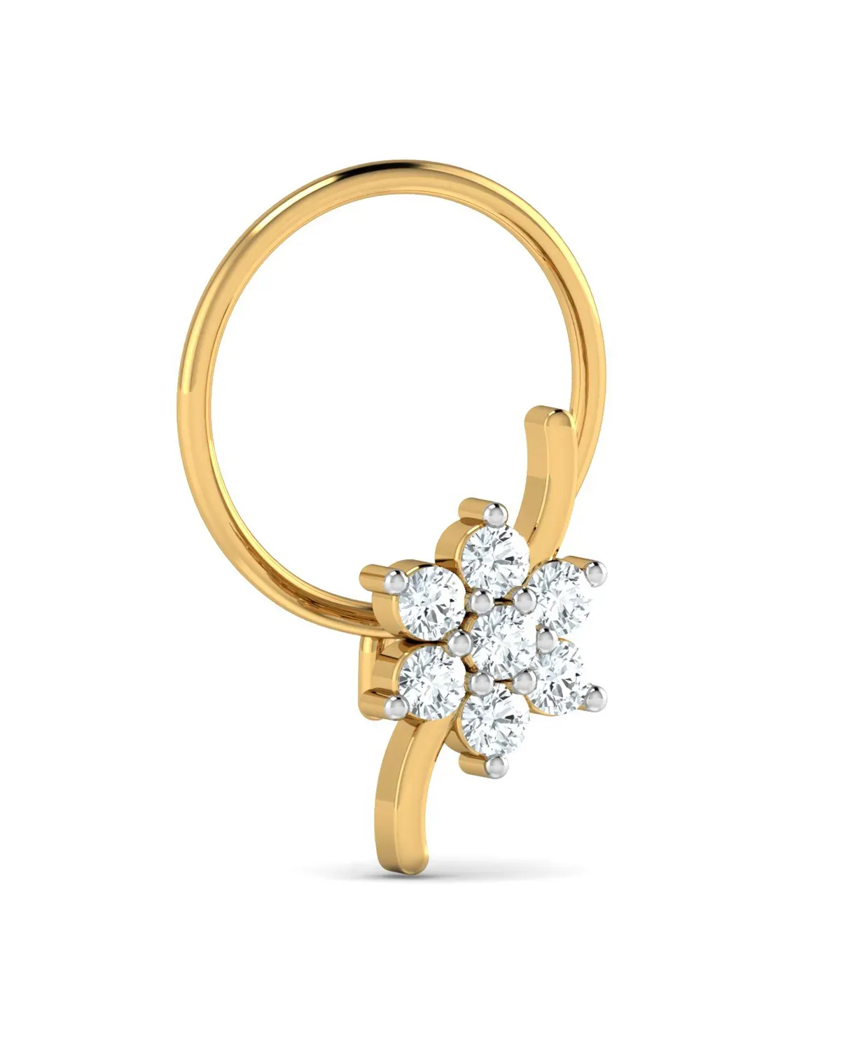 Simple Floral Diamond Nosepin - Image 4