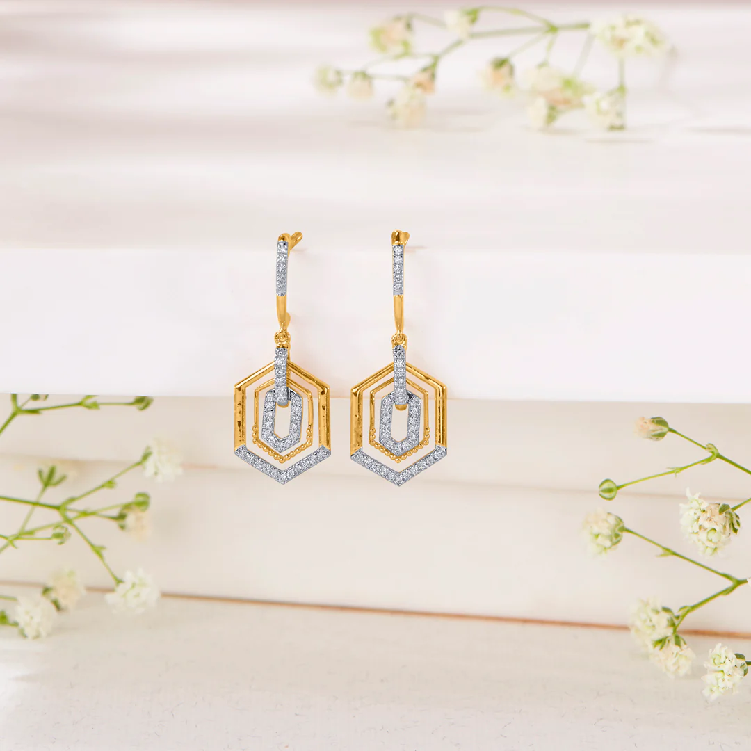 Sixfold Gold & Diamond Hoops & Huggies Earring For Women