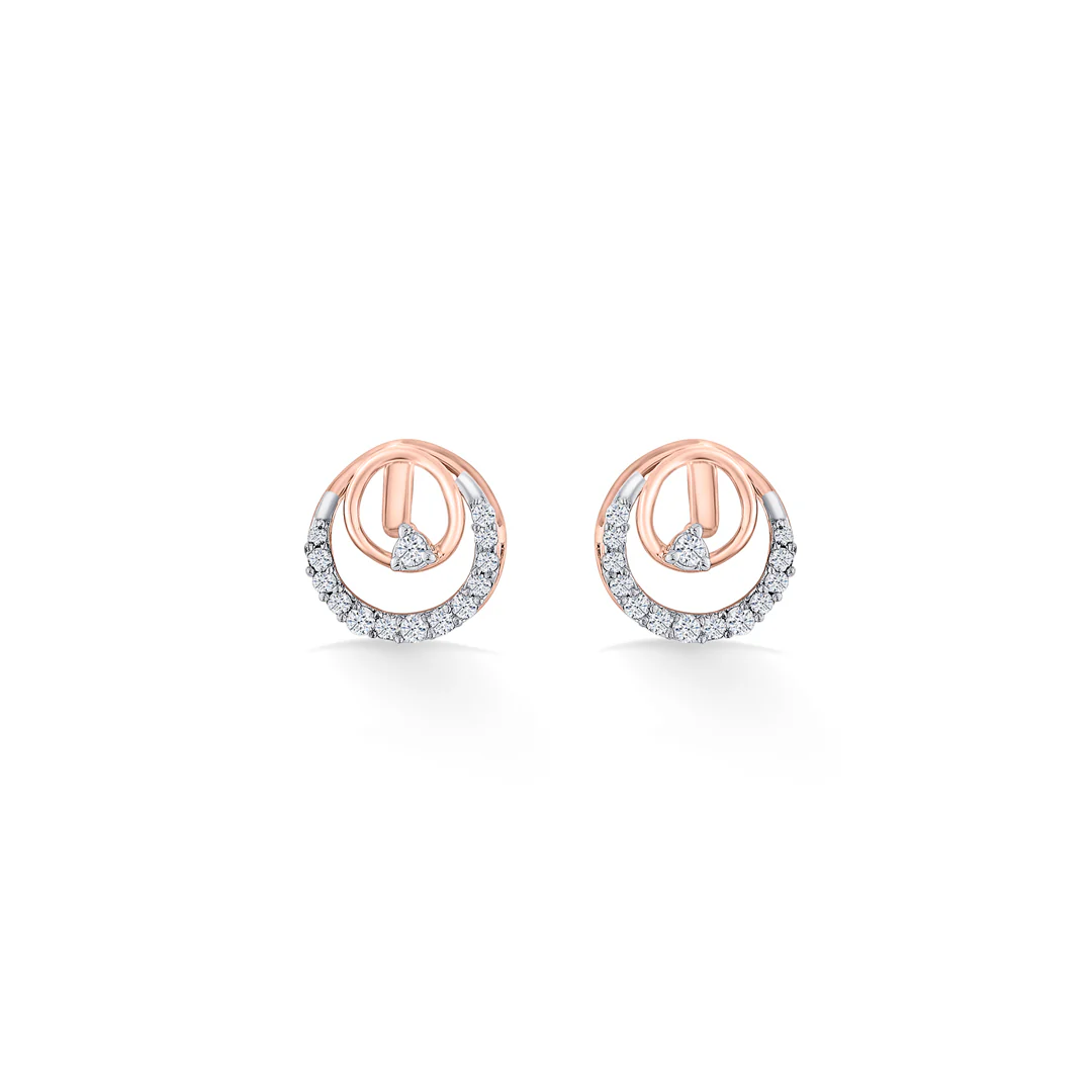 Solar Loop Rose Gold Stud Diamond Earring For Women - Image 3