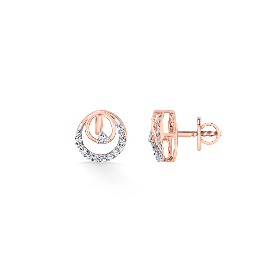 Solar Loop Rose Gold Stud Diamond Earring For Women - Image 5