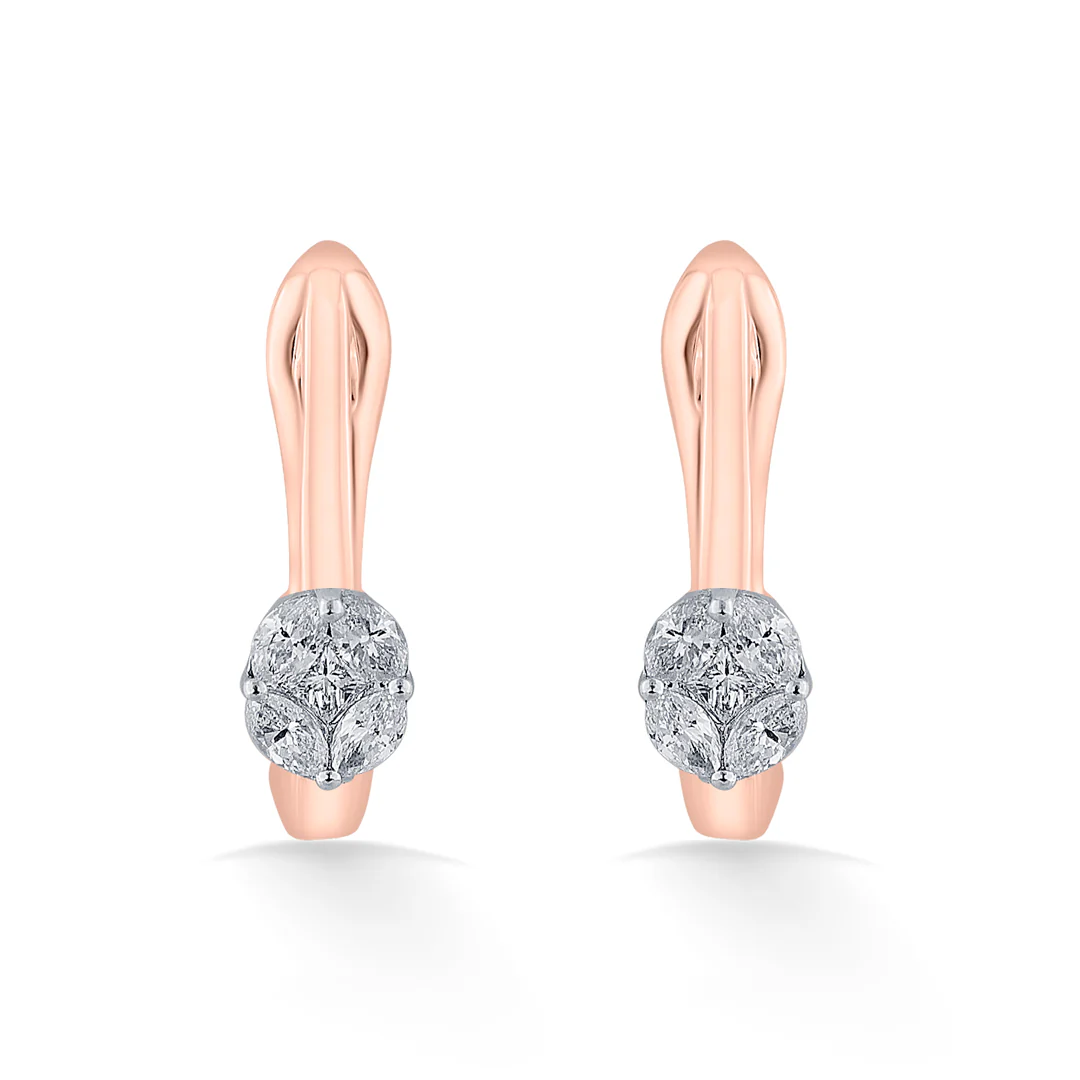 Solitaire Glow Rose Gold Hoops & Huggies Earring for Women - Image 3
