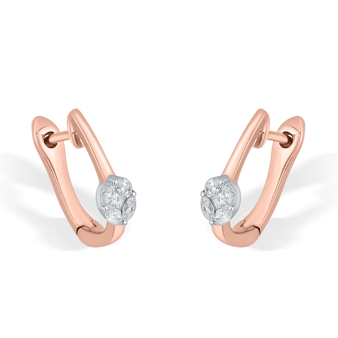 Solitaire Glow Rose Gold Hoops & Huggies Earring for Women - Image 4