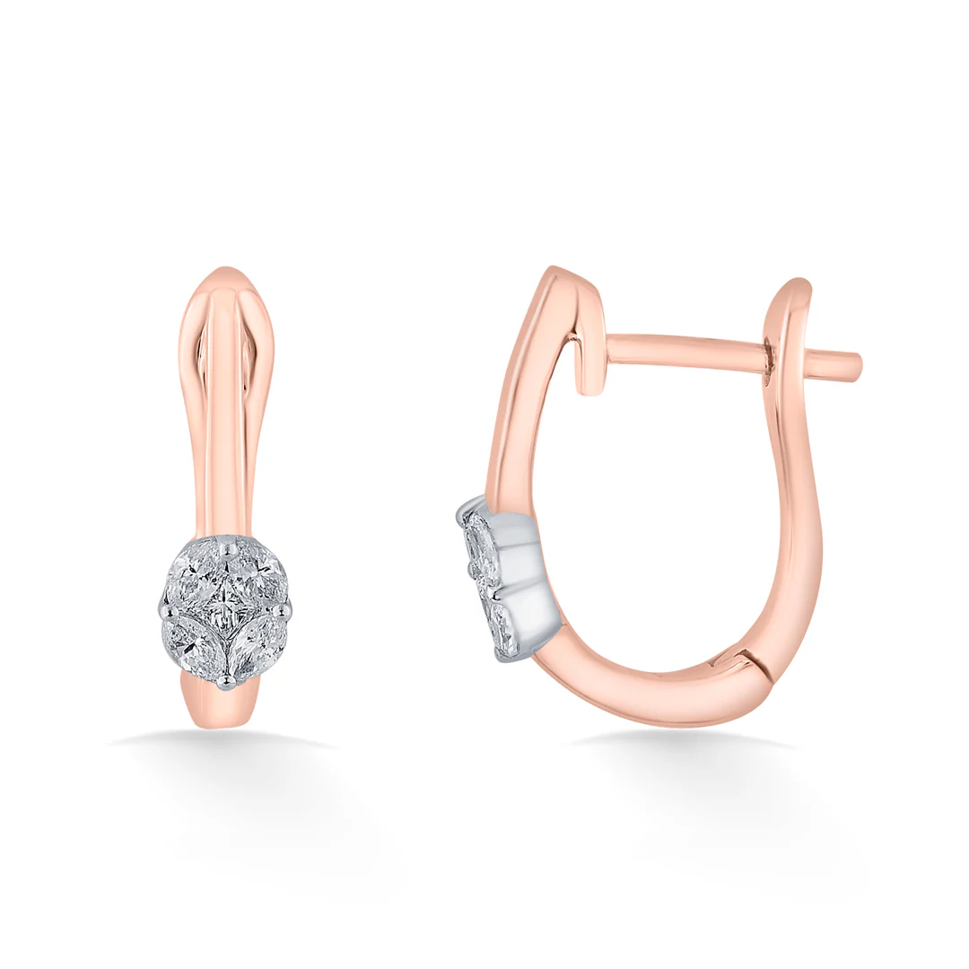 Solitaire Glow Rose Gold Hoops & Huggies Earring for Women - Image 5