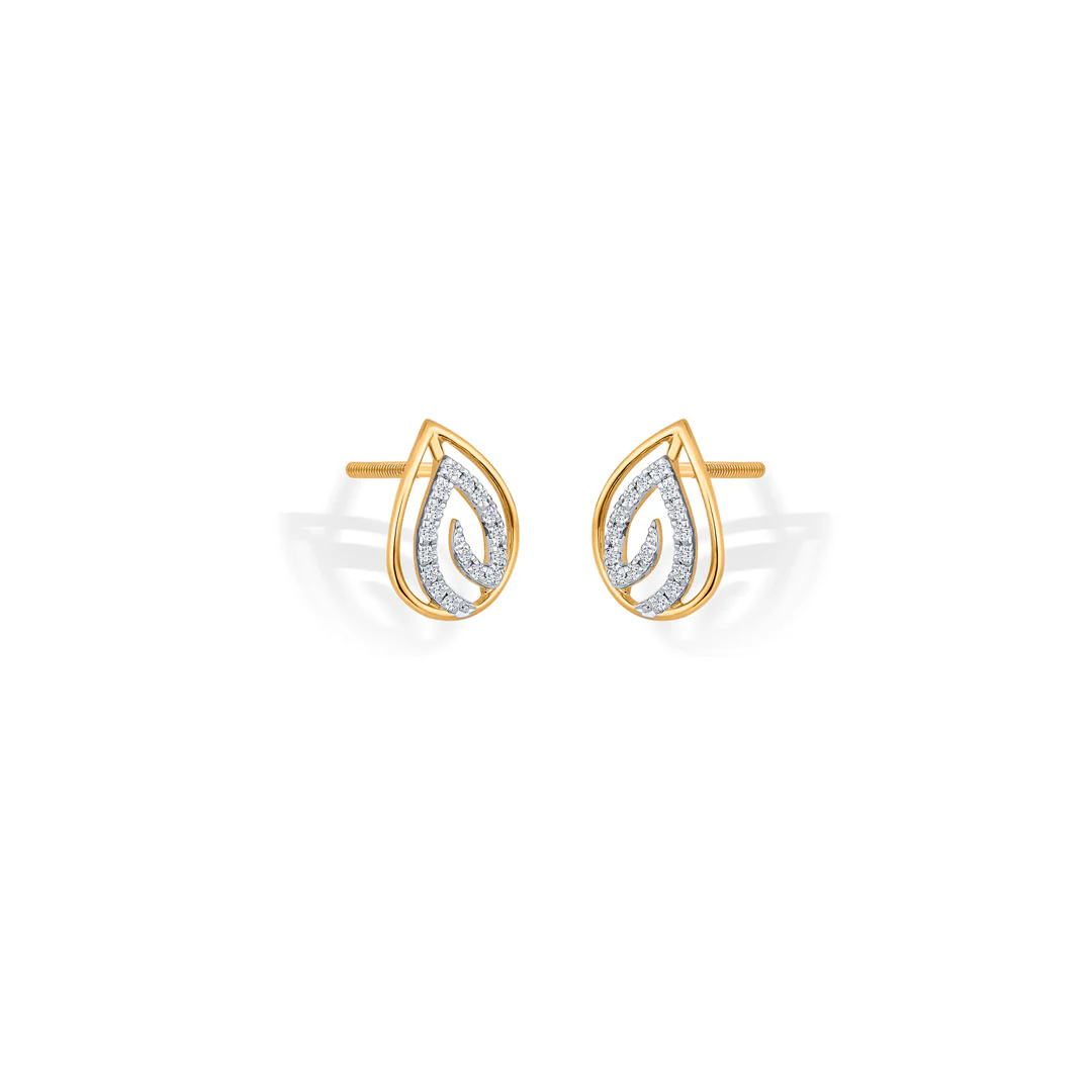 Sparkling Dew Gold Stud Diamond Earring for Women - Image 4