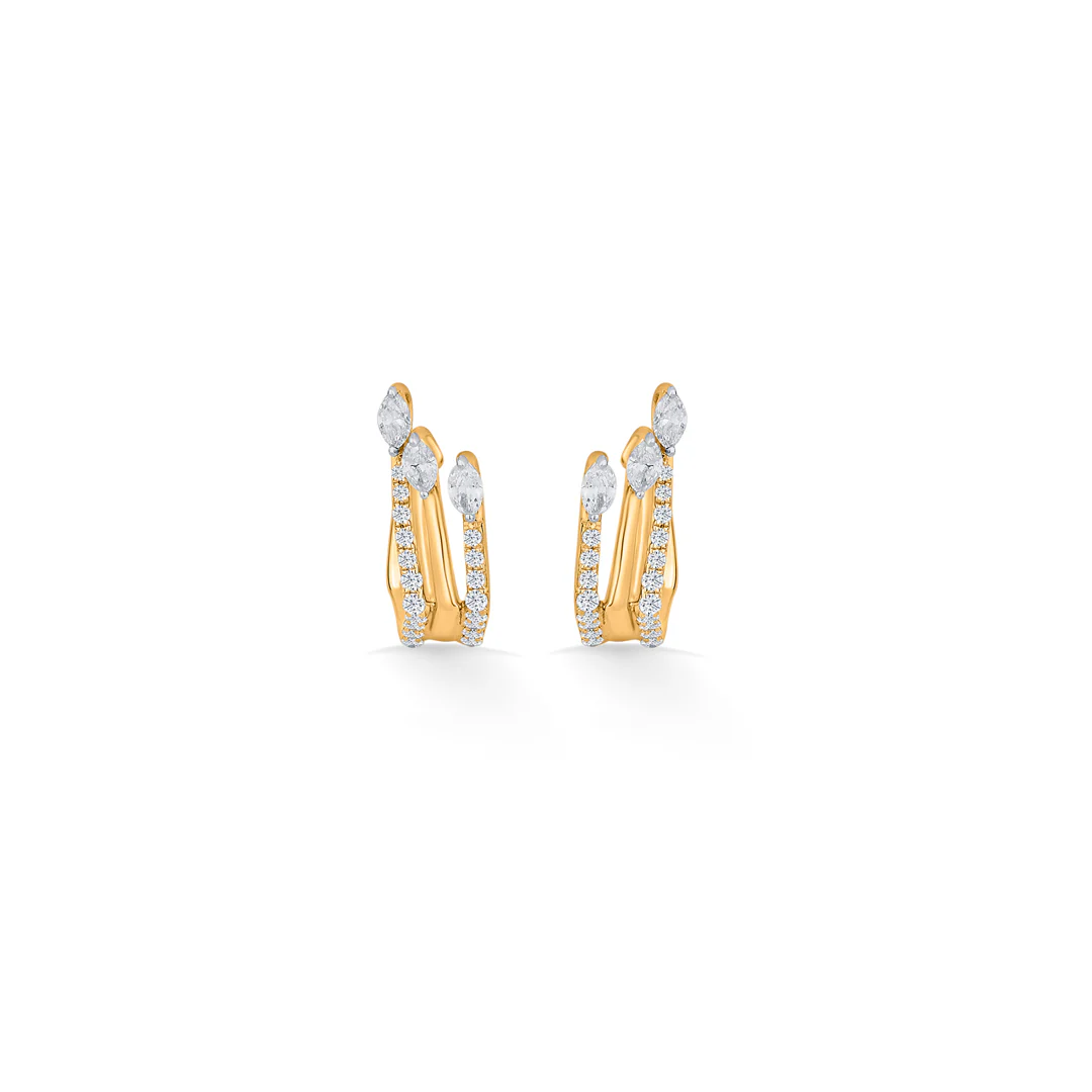 Sparkling Peaks Gold Stud Diamond Earring for Women - Image 3