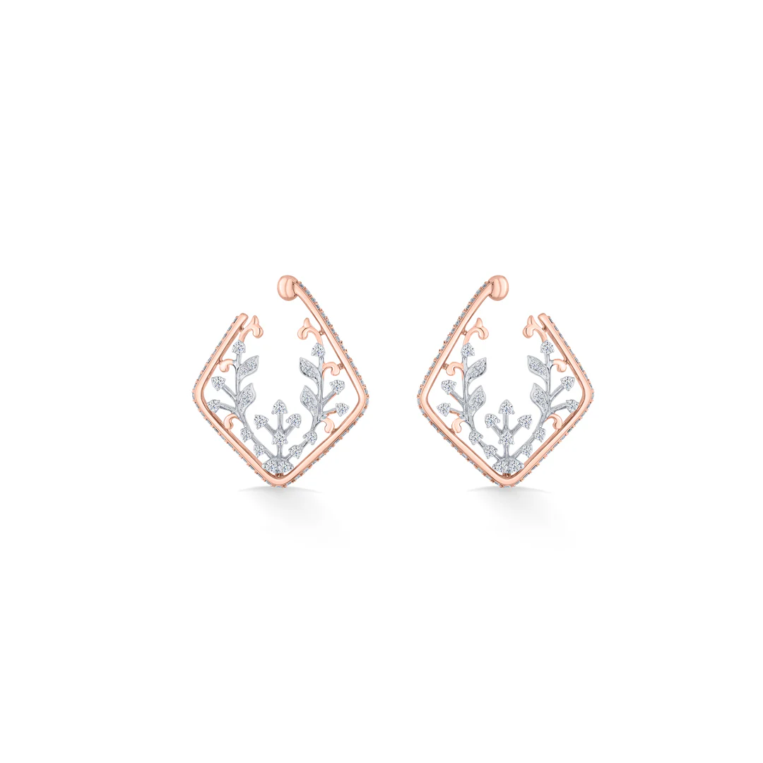 Sparkling Vine Gold Stud Diamond Earring for Women - Image 3