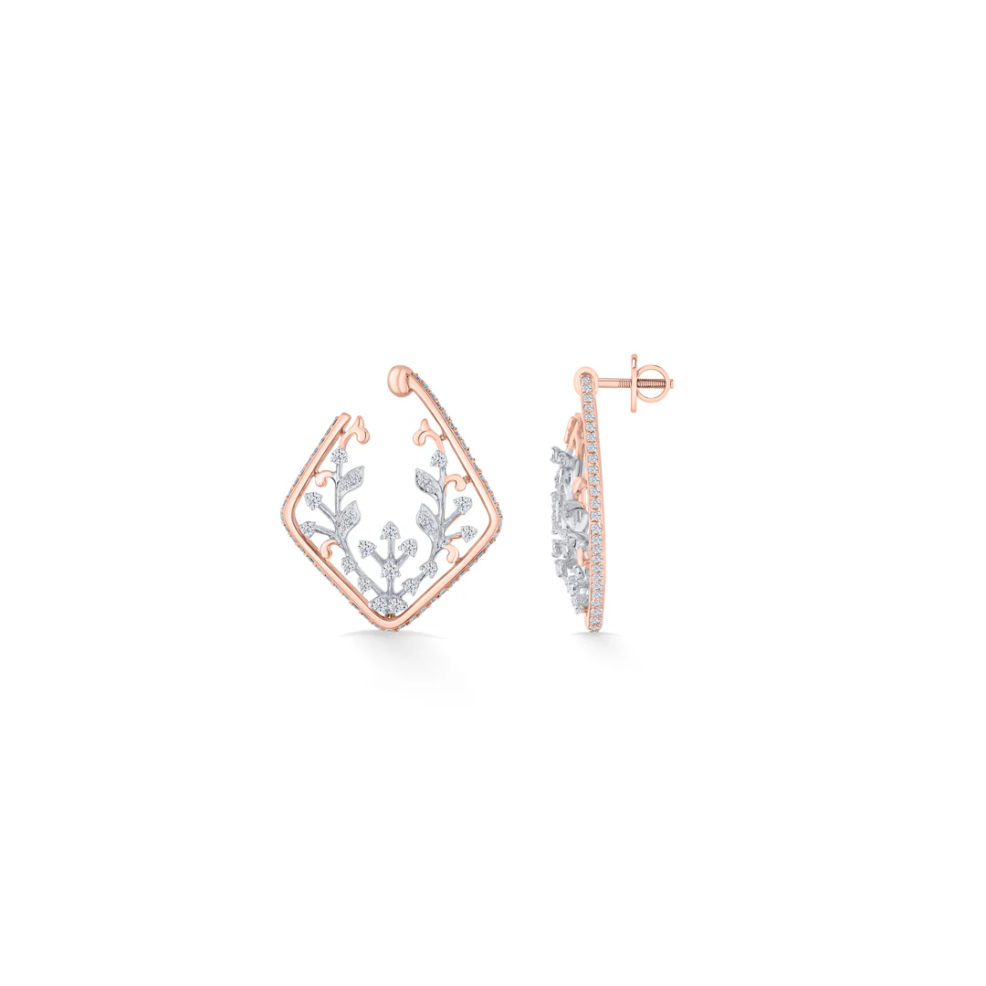 Sparkling Vine Gold Stud Diamond Earring for Women - Image 5