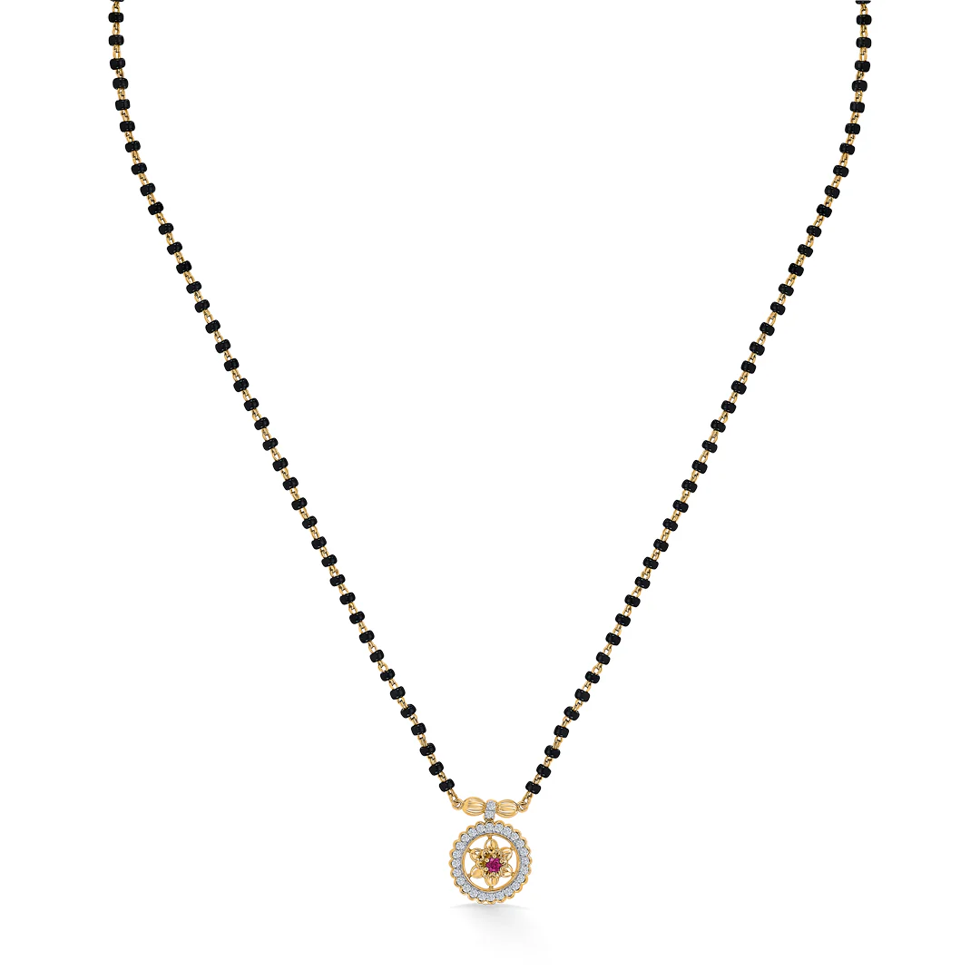 Starlight Circle Gold & Diamond Modern Mangalsutra for Women - Image 3