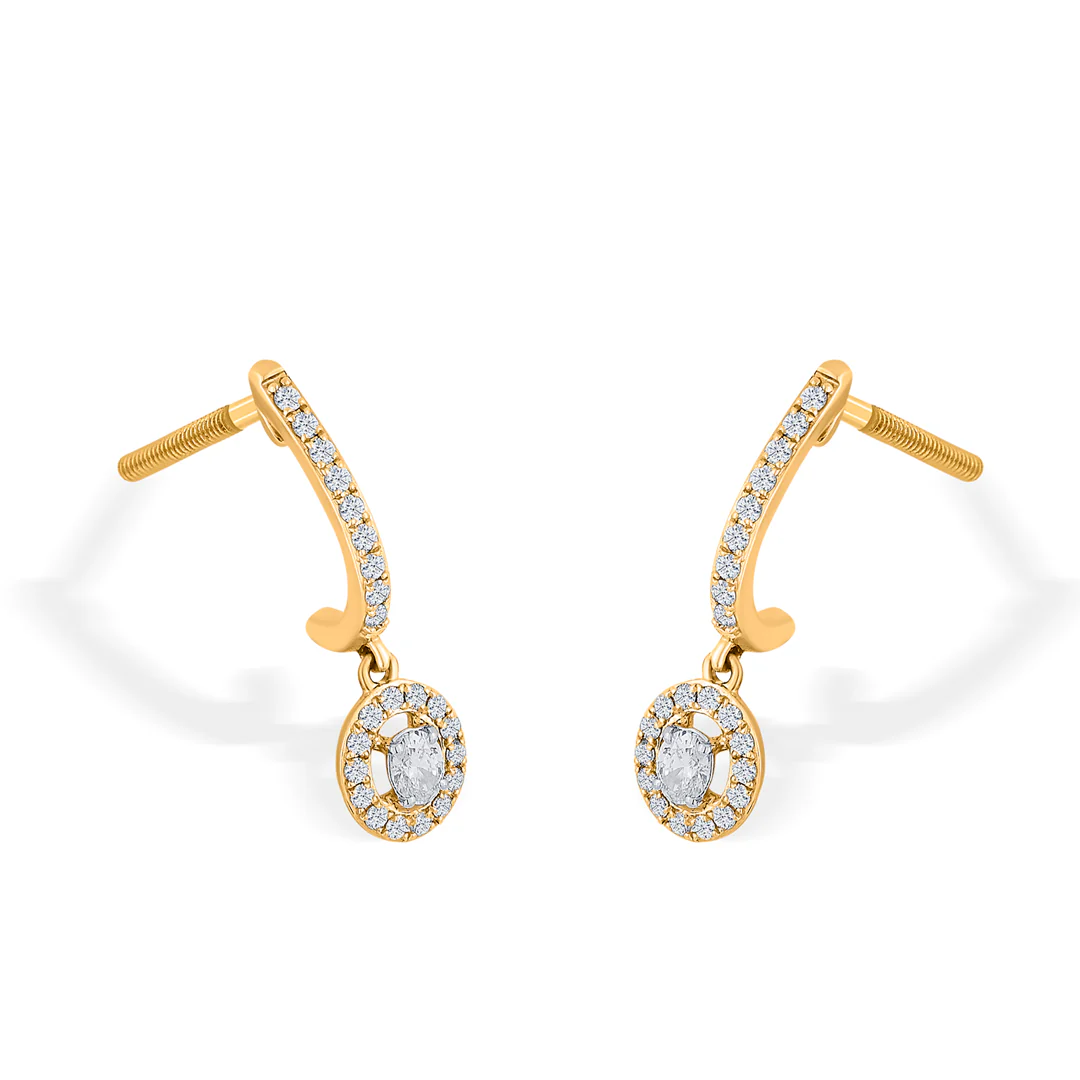 Starlit Loop Yellow Gold Dangler Earring for Women - Image 4