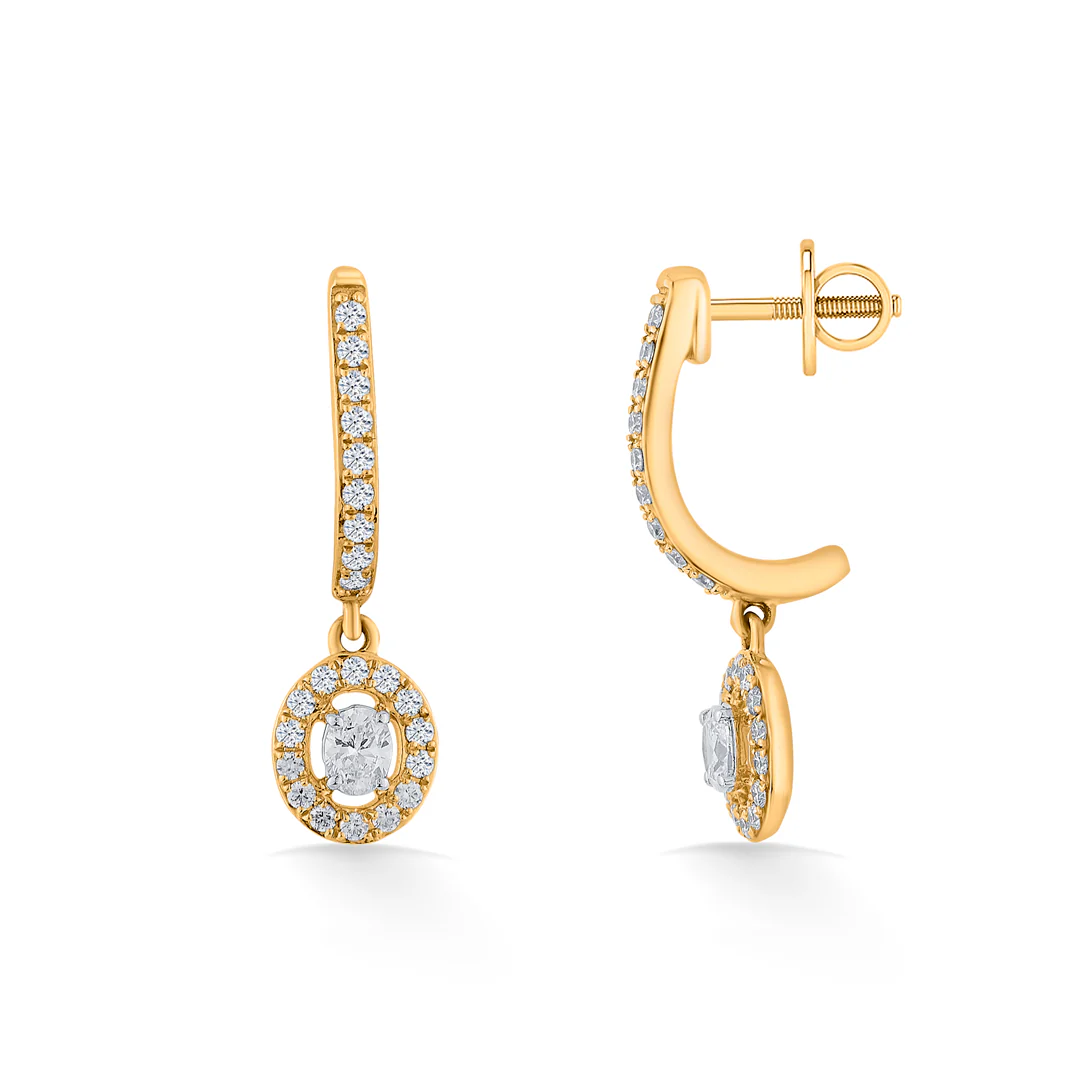 Starlit Loop Yellow Gold Dangler Earring for Women - Image 5