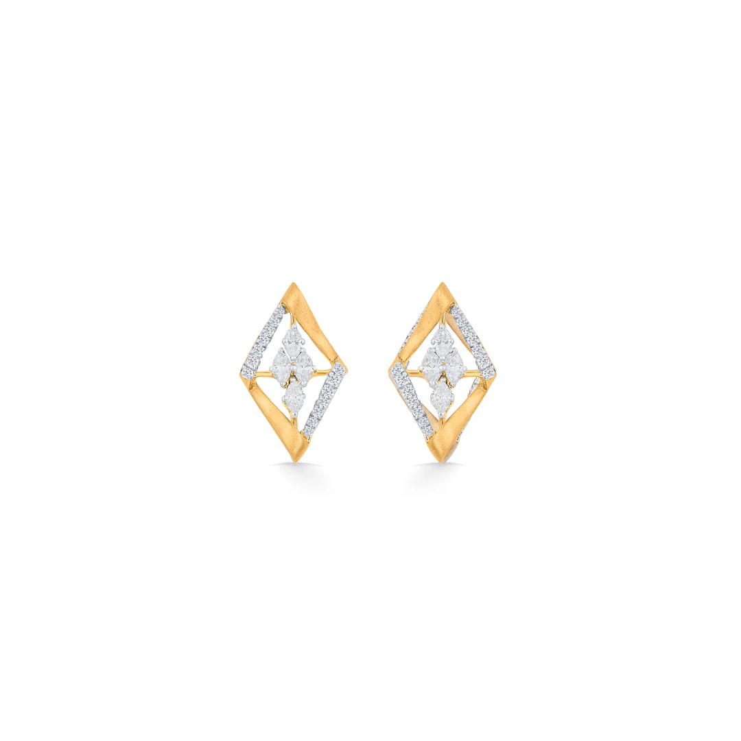 Starlit Window Gold Stud Diamond Earring for Women - Image 3