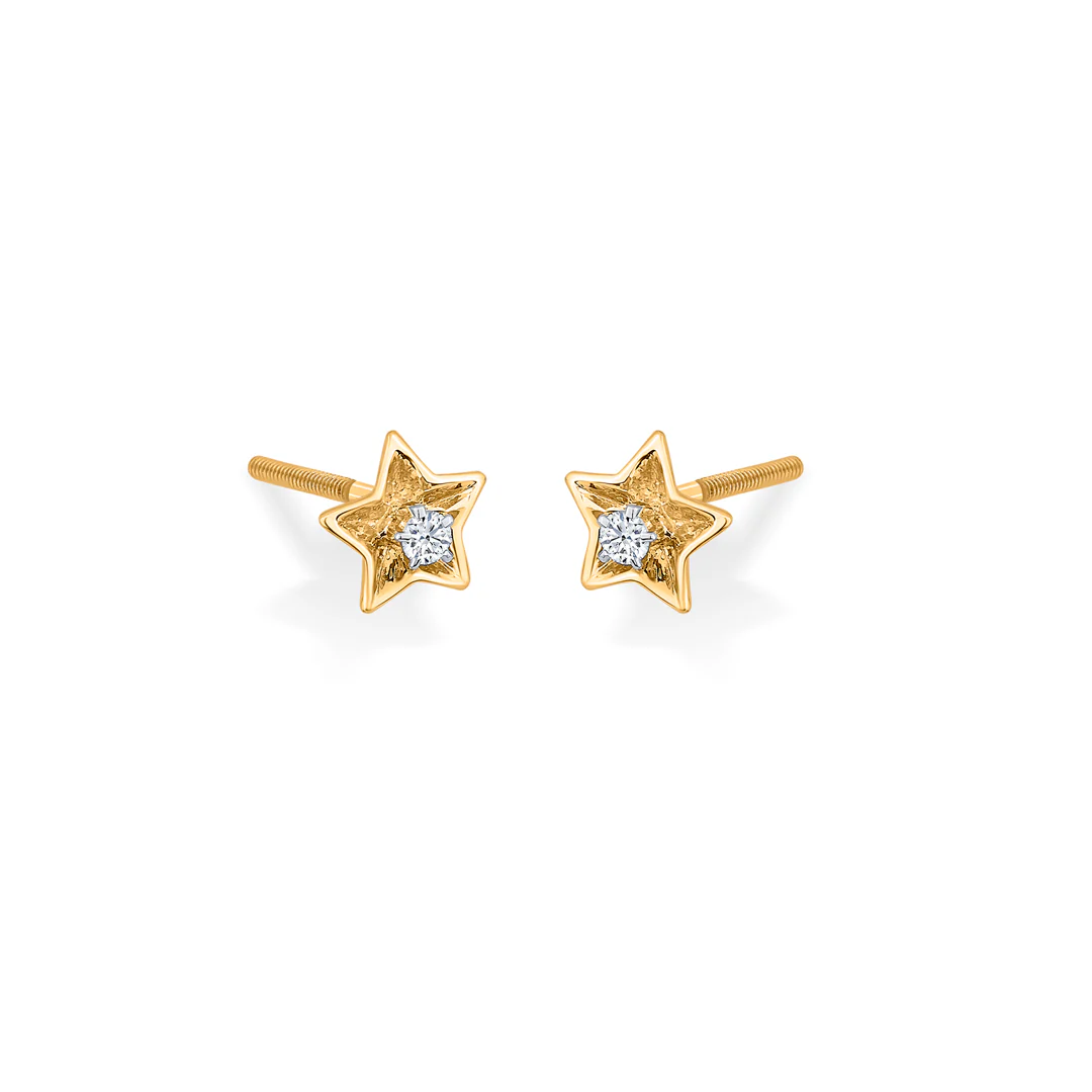 Starry Charm Gold Stud Diamond Earring for Women - Image 4