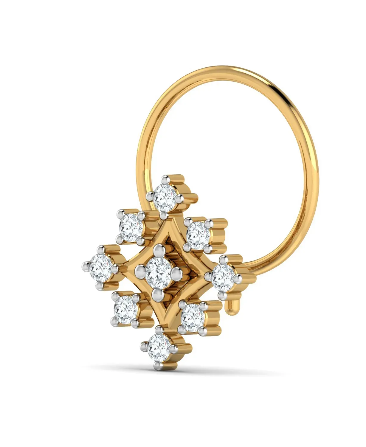 Sterling Square Diamond Nosepin - Image 5
