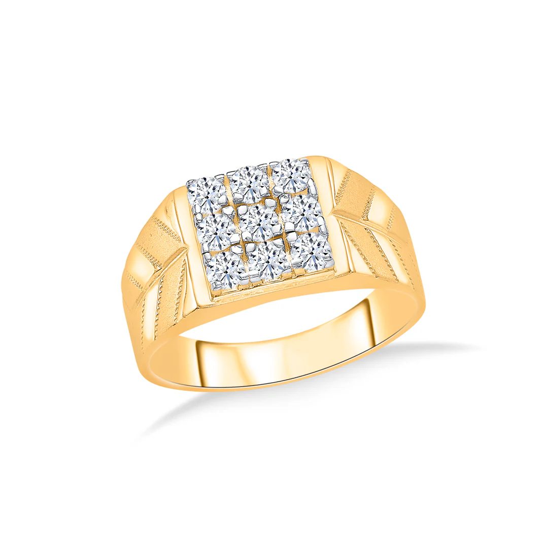 Stone Apex Yellow Gold Men's Ring - Image 2