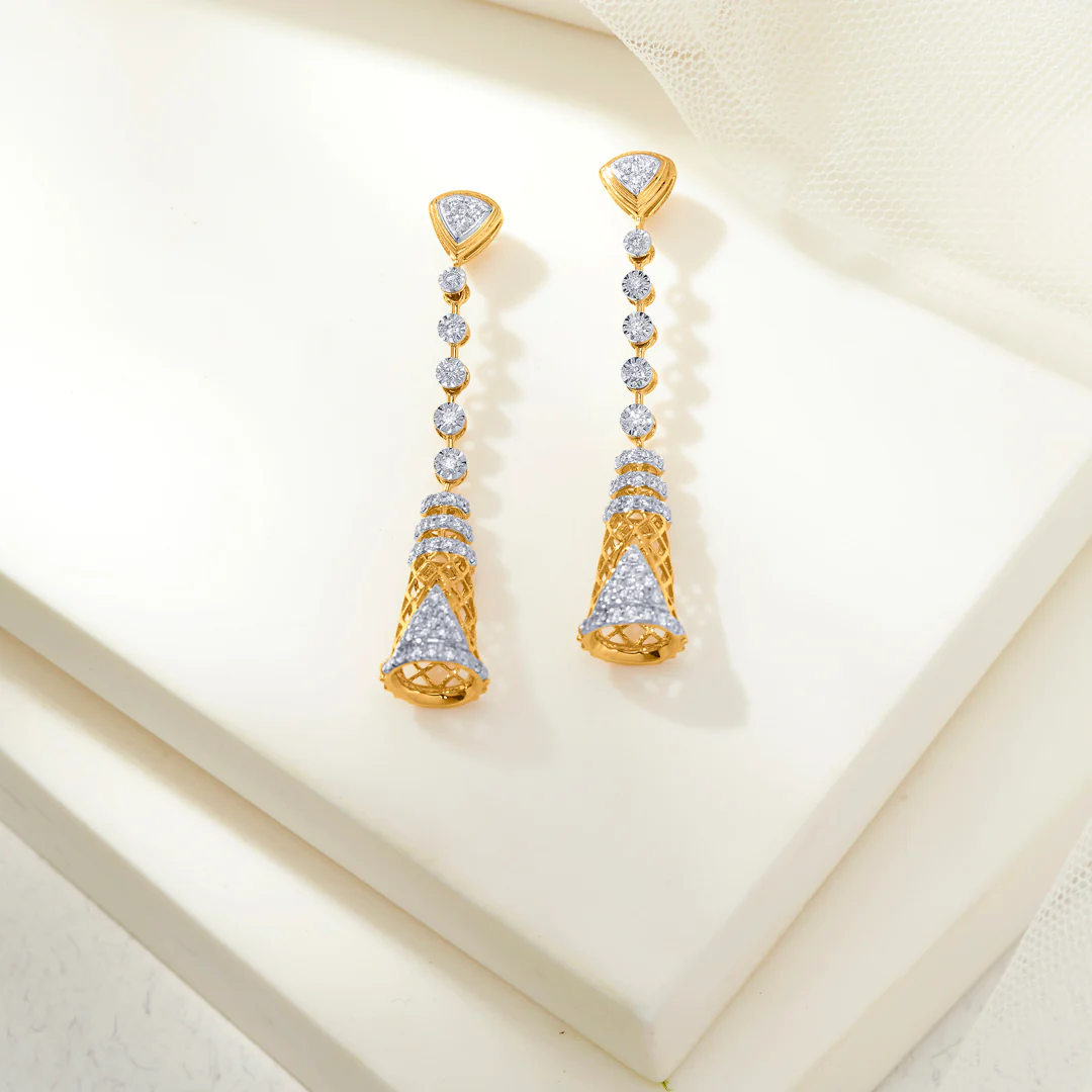 Tara Tassel Gold & Diamond Drops & Dangler Earring - Image 2