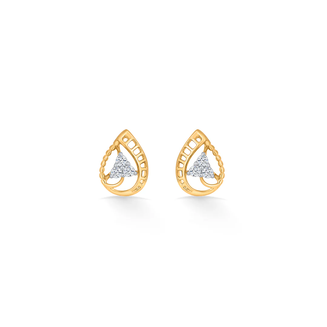 Teara Glow Gold Stud Diamond Earring - Image 3