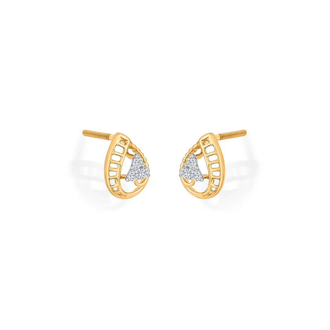 Teara Glow Gold Stud Diamond Earring - Image 4