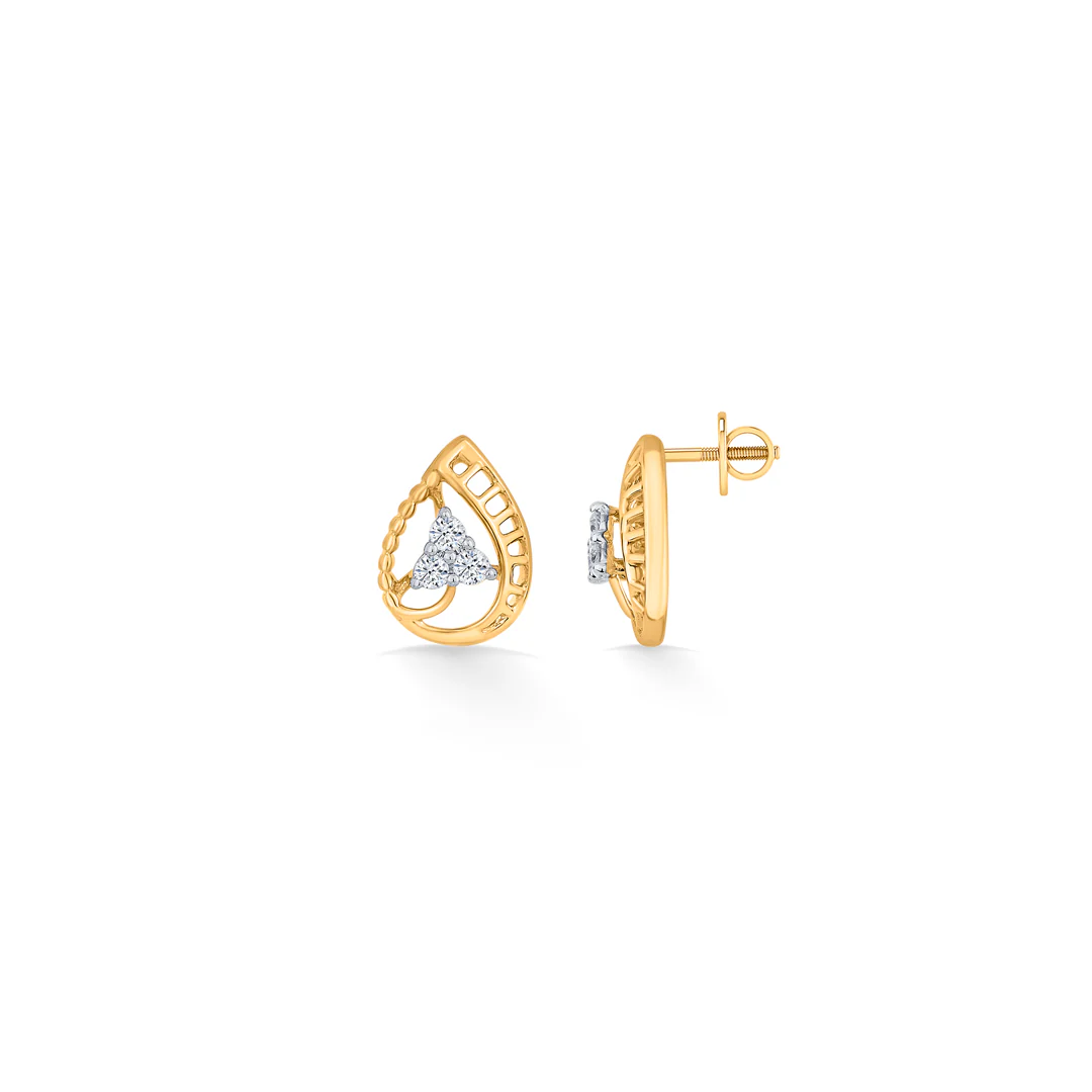 Teara Glow Gold Stud Diamond Earring - Image 5