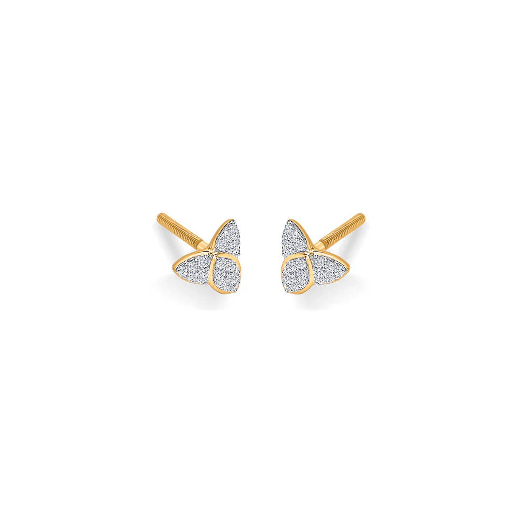 Treleaf Spark Gold & Diamond Stud Earring - Image 3