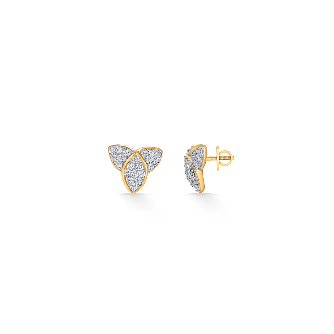 Treleaf Spark Gold & Diamond Stud Earring - Image 4