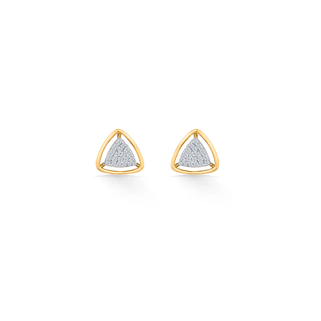 Tri Nova Gold Stud Diamond Earring for Women - Image 3