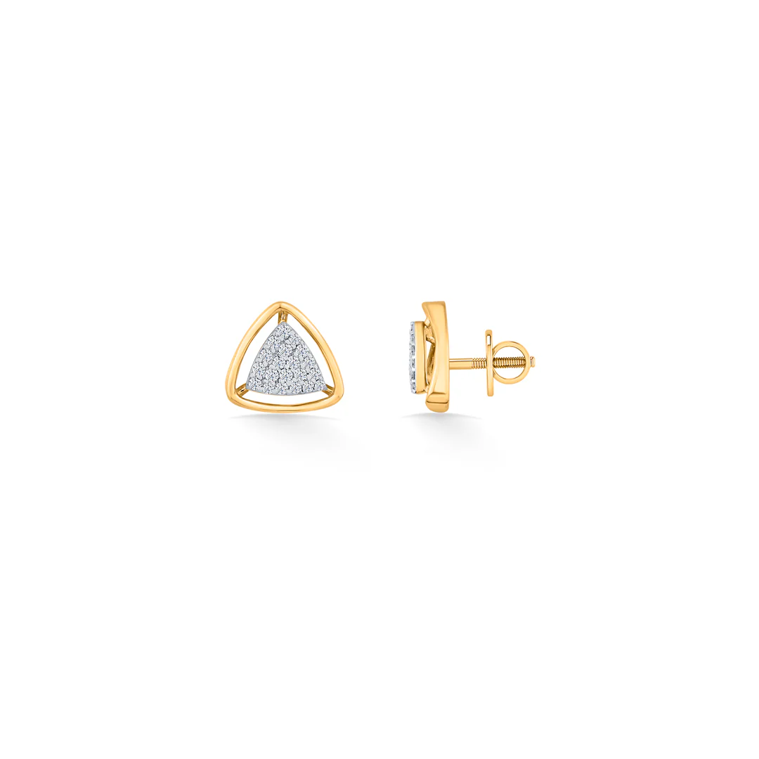 Tri Nova Gold Stud Diamond Earring for Women - Image 5