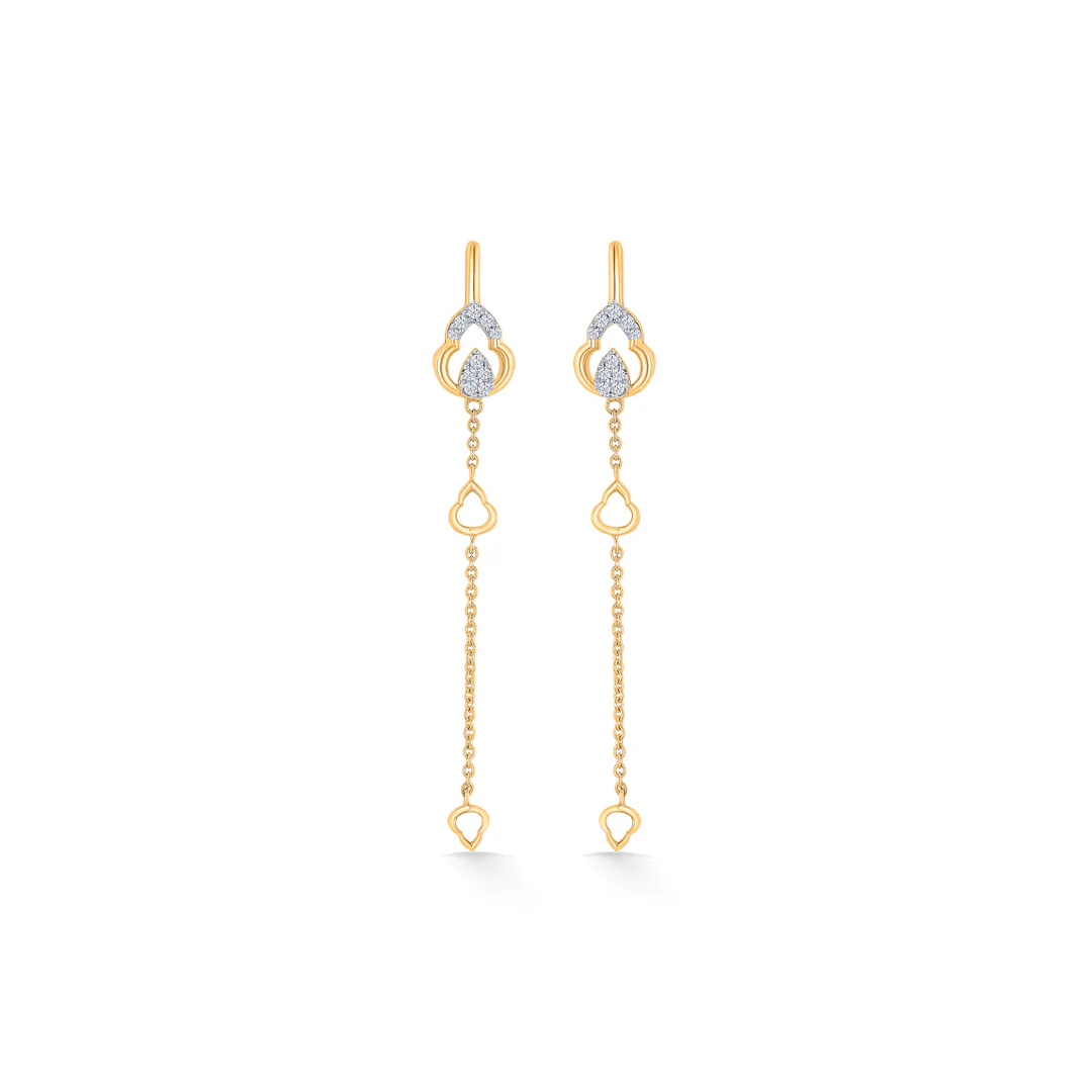 Trilune Trails Gold & Diamond Drops & Dangler Earring - Image 2