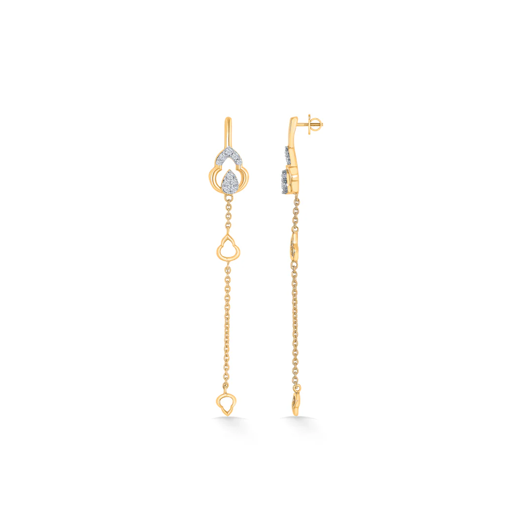 Trilune Trails Gold & Diamond Drops & Dangler Earring - Image 4
