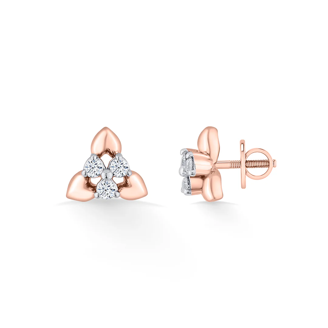 Trinity Buds Gold Stud Diamond Earring - Image 5